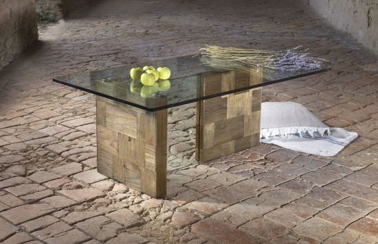 Guarnieri low elm coffee table with glass top is a product on offer at the best price