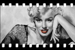 DIY übertragbares Fresko auf Übertragungsmedium mit direkter Farbübertragung auf die zu dekorierende Oberfläche. modernes Thema -Marilyn Monroe-