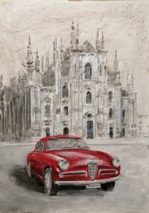 Voiture Et Cathdrale Peintes En Rouge