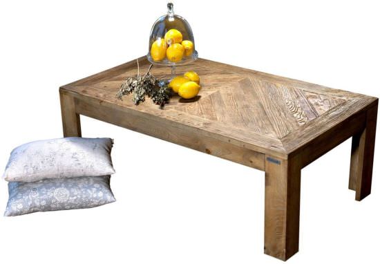 Niedriger Tisch aus Ulme mit Intarsien