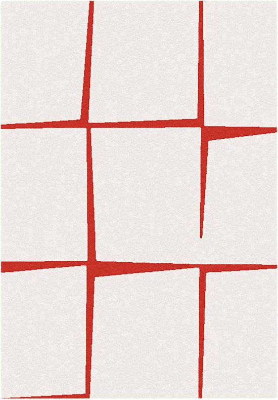 Blend Geometric Rug White And Red
