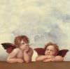 DIY transferable fresco supplied on a transfer support with direct transfer of color to the surface to be decorated. classic subject -Putti- by Raffaello