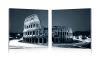 Impresión del Coliseo Guarnieri modelo FG 1084 Cuadro en blanco y negro consta de 2 paneles para colgar uno al lado del otro del Coliseo de noche Impreso con velo fino de pvc impermeable y lavable