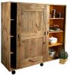Pantry cabinet Old Wood Guarnieri Girasole High sideboard with wheels in old pine Kitchen cabinet in rustic Tuscan style with sliding doors and 6 shelves inside produced with restored wood recovery Measures LxD 140x50 cm Height 140 cm