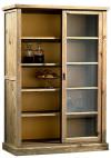 G-PEPE tall display cabinet in old pine with double color back. Old Wood showcase cabinet with 2 sliding doors and 4 internal shelves. Measurements LxD 110x50 cm Height 160 cm.