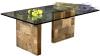 Guarnieri GN-ZAFFERANO coffee table in old elm with inlay design and tempered glass top. Measurements LxW 120x70 cm Height 46 cm