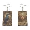 Mother Of Pearl Earrings Summoner Doro With Her Familiar Raven By The Imaginarium Archives. Handcrafted On Request