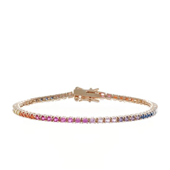 Bracciale Arg925 Rosa Zirconi Rainbow 16