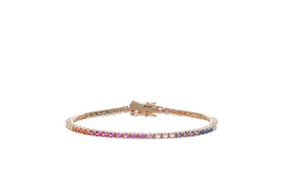 Bracciale Arg925 Rosa Zirconi Rainbow 17