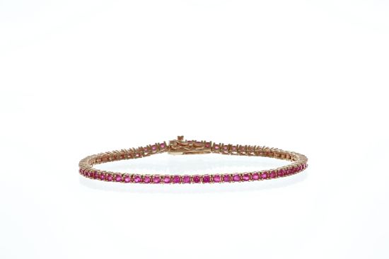 Bracciale Arg925 Rosa Zirconi Rossi 18