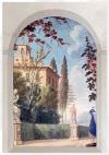 Affresco Fai Da Te Trasferibile Fornito Su Supporto Transfer Con Trasferimento Diretto Del Colore Alla Superfice Da Decorare. Effetto Trompe Loeil Con Arcata -palazzo Antico Con Pavone- Nostra Composizione