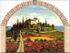 Affresco Fai Da Te Trasferibile Fornito Su Supporto Transfer Con Trasferimento Diretto Del Colore Alla Superfice Da Decorare. Effetto Trompe Loeil Con Arcata -paesaggio Con Papaveri- - Nostra Composizione. Misure: Cm. 160x134 H. Fornito In Due Parti _ Con