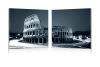 Print Of The Colosseum Guarnieri Model Fg 1084 Picture In Black And White Consists Of 2 Panels To Hang Side By Side Of The Colosseum At Night Prints With Thin Pvc Veil Waterproof And Washable