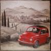 Dipinto Fiat 500 Rossa In Toscana