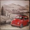 Painted Fiat 500 Red In Tuscany