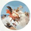 Diy Fresco Transferable Supplied On a Transfer Support With Direct Transfer Of Color To The Surface To Be Decorated. For Ceiling Rosettes Without Frame -top With The Fortress And Wisdom- By Giovambattista Tiepolo