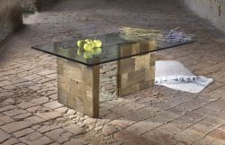 Table Basse En Orme Avec Plateau En Verr