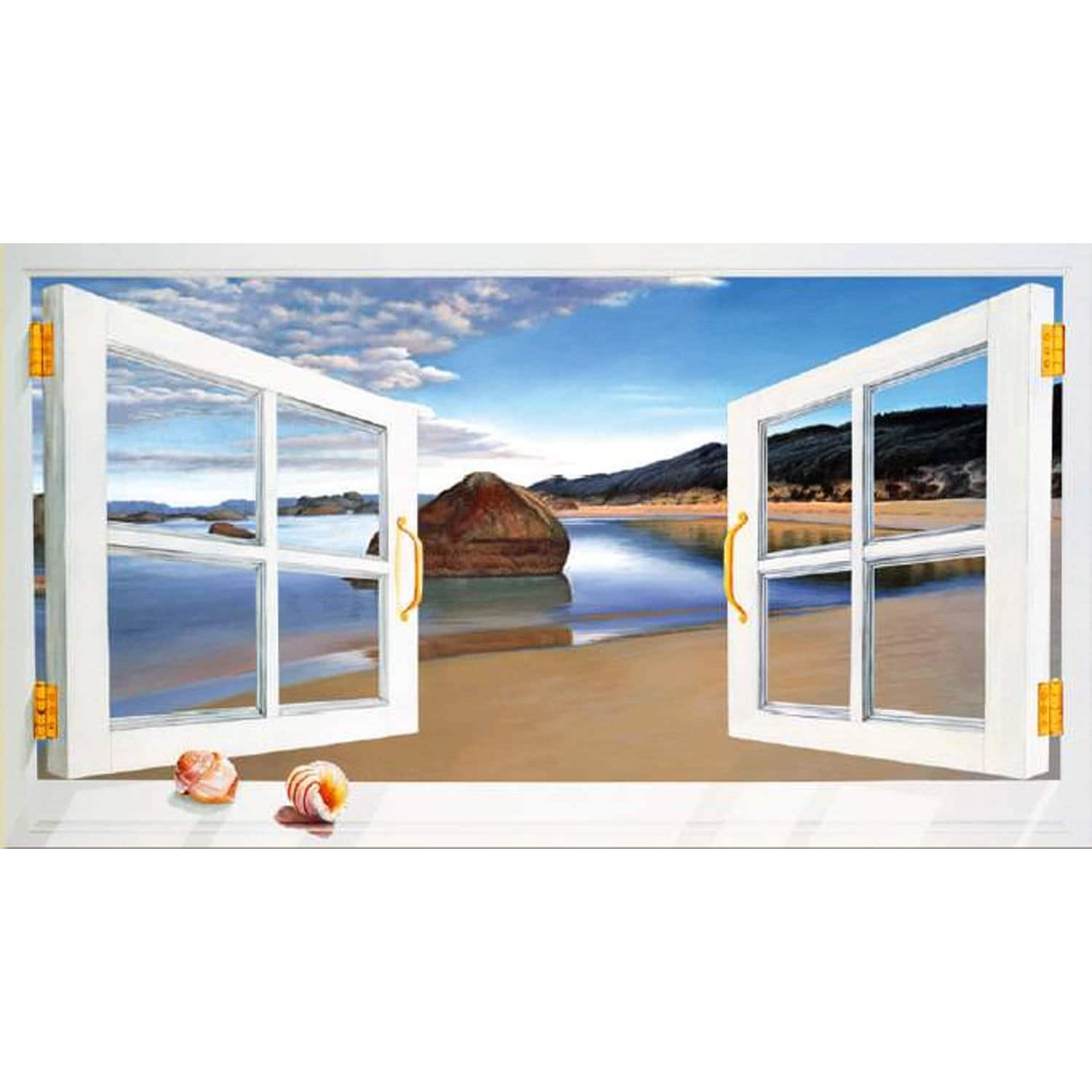 Trompe loeil window on the beach