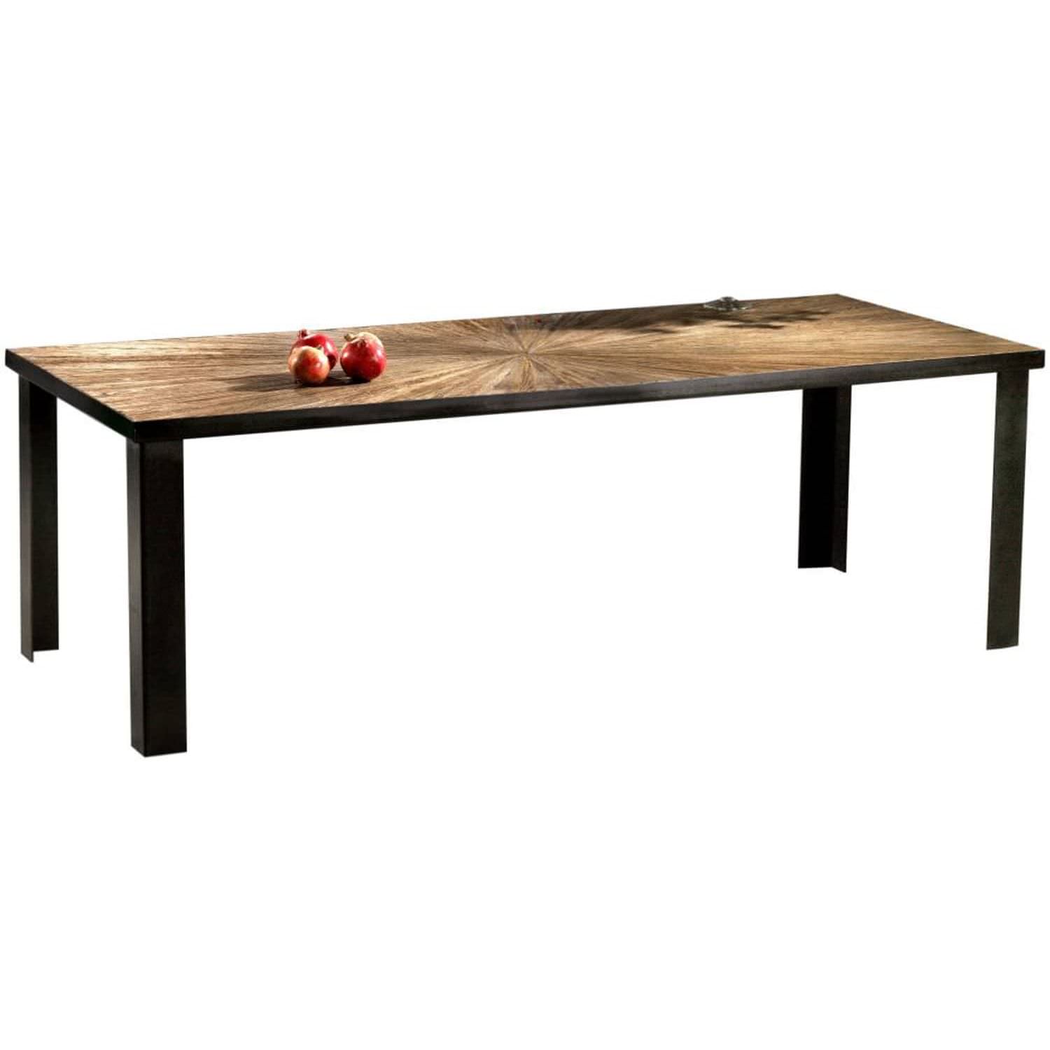 Iron table with elm top